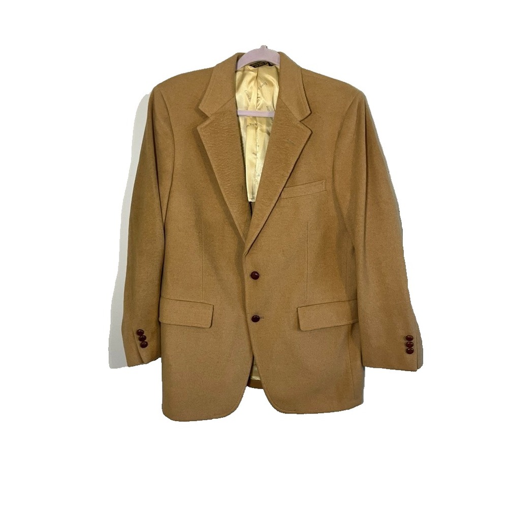 Vintage Evan Picone Wool Sport Coat Camel 21" Classic Preppy Heritage Luxury
